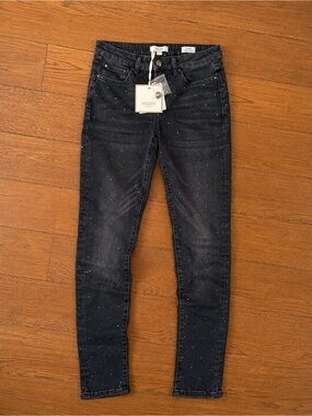 Fracomina Tina Shape Up Skinny Jeans w/ All Over Rhinestone Embellishment Sz 27